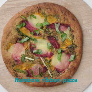 300 Rainbow ribbon pizza