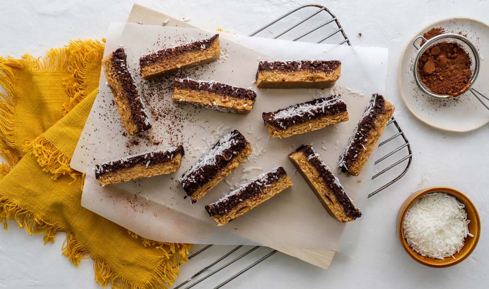 Raw chocolate cashew and coconut bars