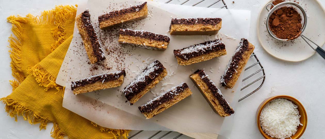 Raw chocolate cashew and coconut bars
