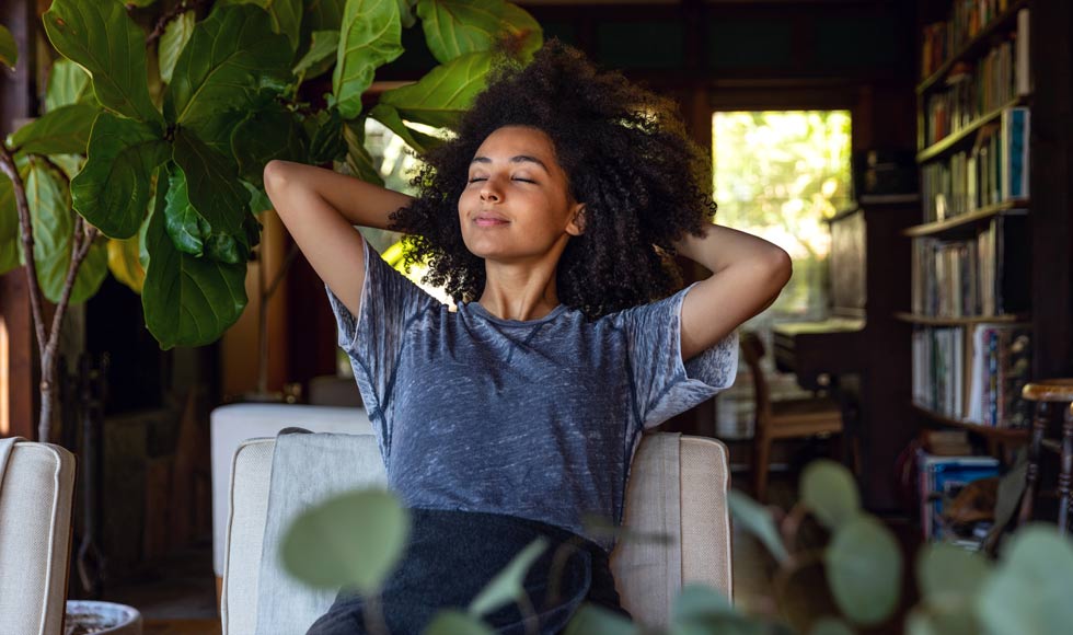 Woman relaxing at home